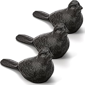 ZOOFOX 3 Pack Cast Iron Door Stopper, Decorative Door Stop, Heavy Duty Rustic Bird Door Stop Wedge for Carpet, Tile, Concrete or Wooden Floor