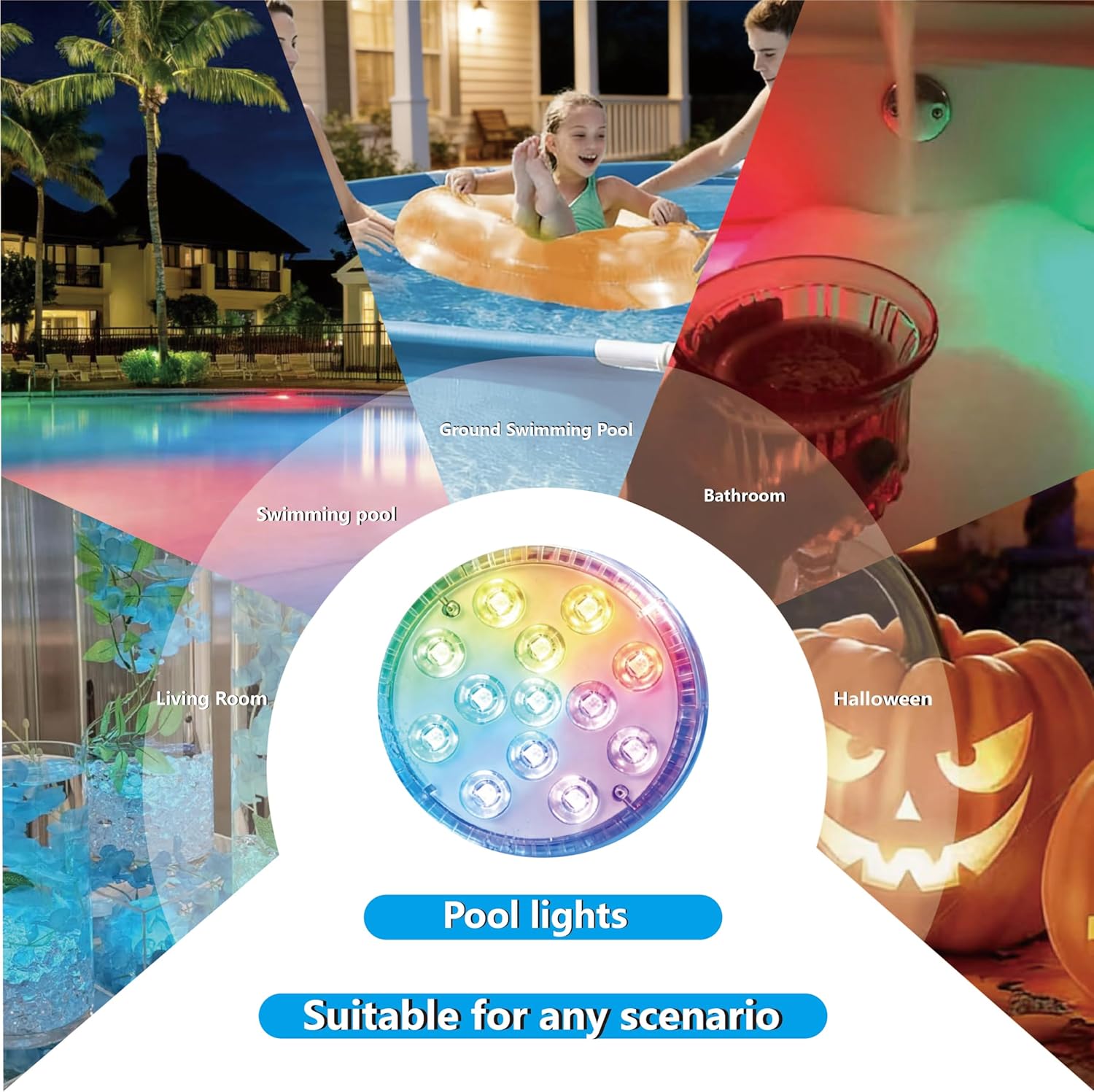 Upgraded Magnetic Pool Lights for Above ground and inground pool, Battery Underwater RGB 16 Colors Submersible LED Lights with Remote & Timer Off, for Hot Tubs, Fountains, Party, Vase - 4 Pack