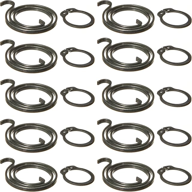 Northern DIY Door Handle Spring Repair Kit (Ten 28mm Diameter, 2.5mm Thick, 1.1mm Gauge, 2 + 1/2 Turn, Zinc Plated, Black Coated, Replacement Return Springs Plus Ten circlips)