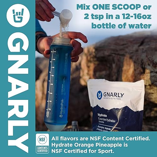 Miniatura 6 de Gnarly Nutrition Hydrate Electrolyte Powder - Mezcla de bebida hidratante para ejercicio de piña colada - Contenido NSF certificado - Solución de