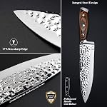 Ensemble de couteaux de cuisine,15-Piece Set de couteau avec bloc en bois,Aiguillage automatique pour chef ensemble de couteau,High Carbon Japan acier inoxydable Hammered Collection Set de couteaux avec steak Couteaux, ensembles de couteaux en boîte