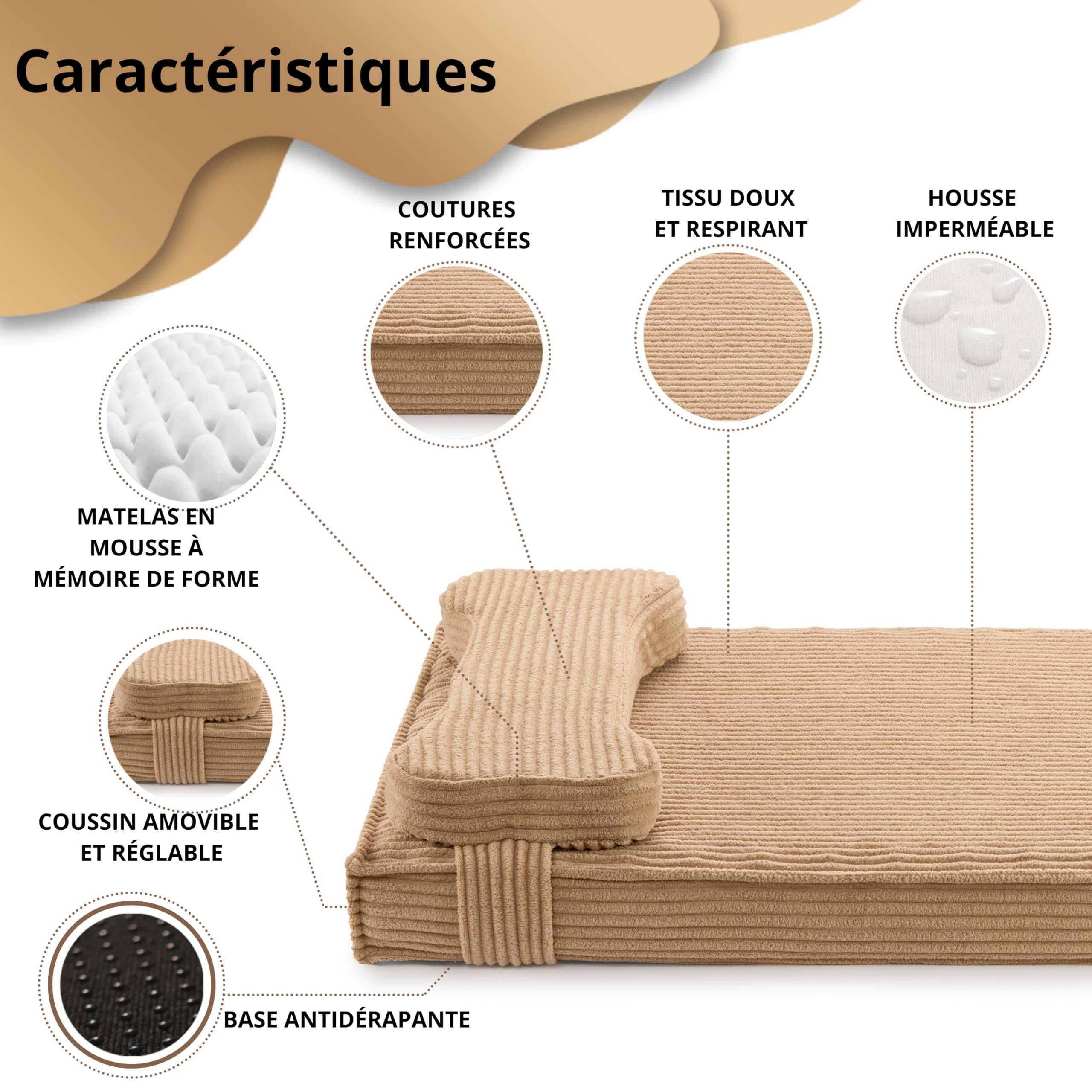 Panier Chien Orthopédique Mémoire de Forme Lavable (X-Large)
