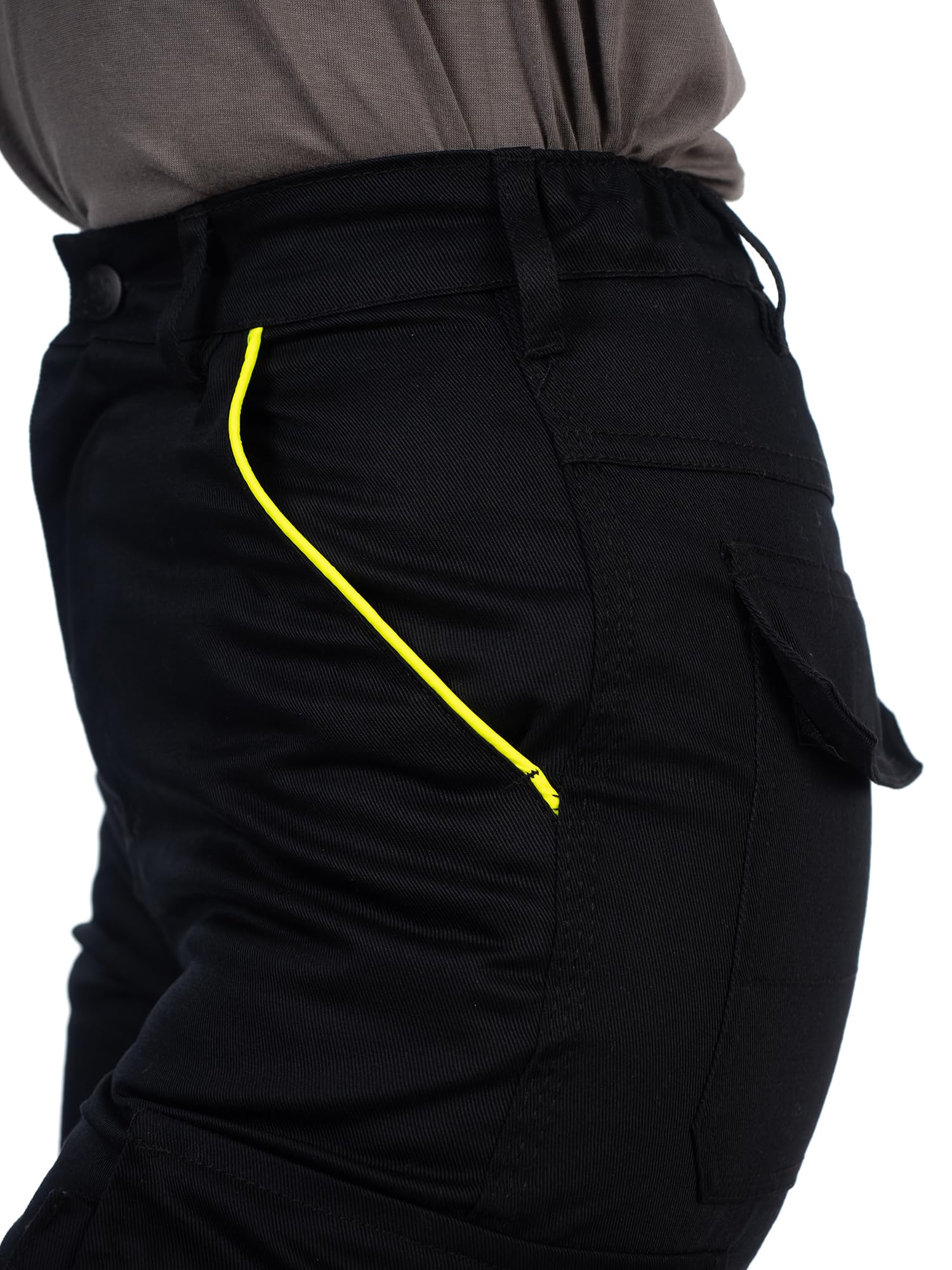 DINOZAVR Fortum Pantalon De Travail Femme Coupe Slim - Pantalon Cargo avec Ceinture Élastique, 2 Poches Avant Et Arrière, Poche À Outils, Renforts Aux Genoux Et Cordura, Poche Cargo