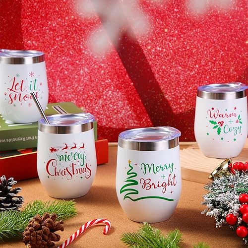 Miniatura 9 de Umigy 4 vasos de vino de Feliz Navidad, regalo de Navidad, Navidad, feliz día festivo, tazas de café para mujeres, mamá, esposa, hermana, taza