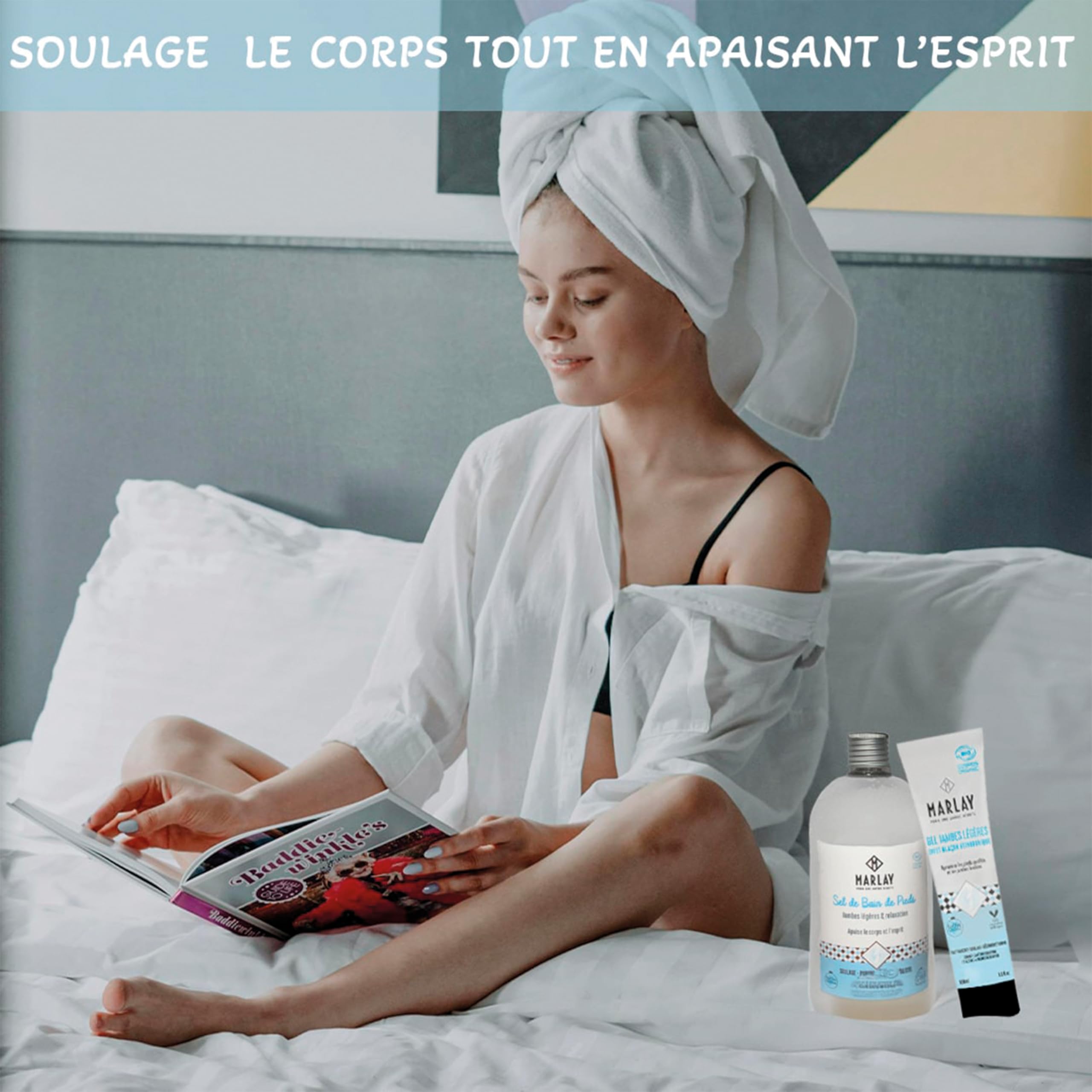 Marlay Cosmetics - Sel de Bain pour Pieds 600 g - Sel Marin, Menthe Poivrée & Huiles Essentielles - 100% Naturel - Soin des Pieds & Jambes - Pieds Secs - Spa Bien-Être - Fabriqué en France