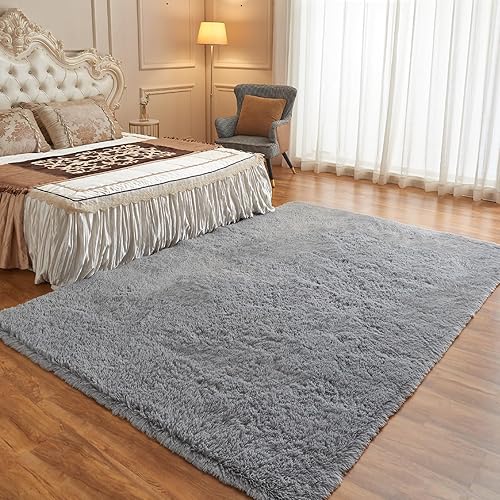 Miniatura 3 de Arbosofe Alfombras para sala de estar, alfombra de área para dormitorio, 9 x 12 pulgadas, color gris claro, alfombra grande para sala de juegos,