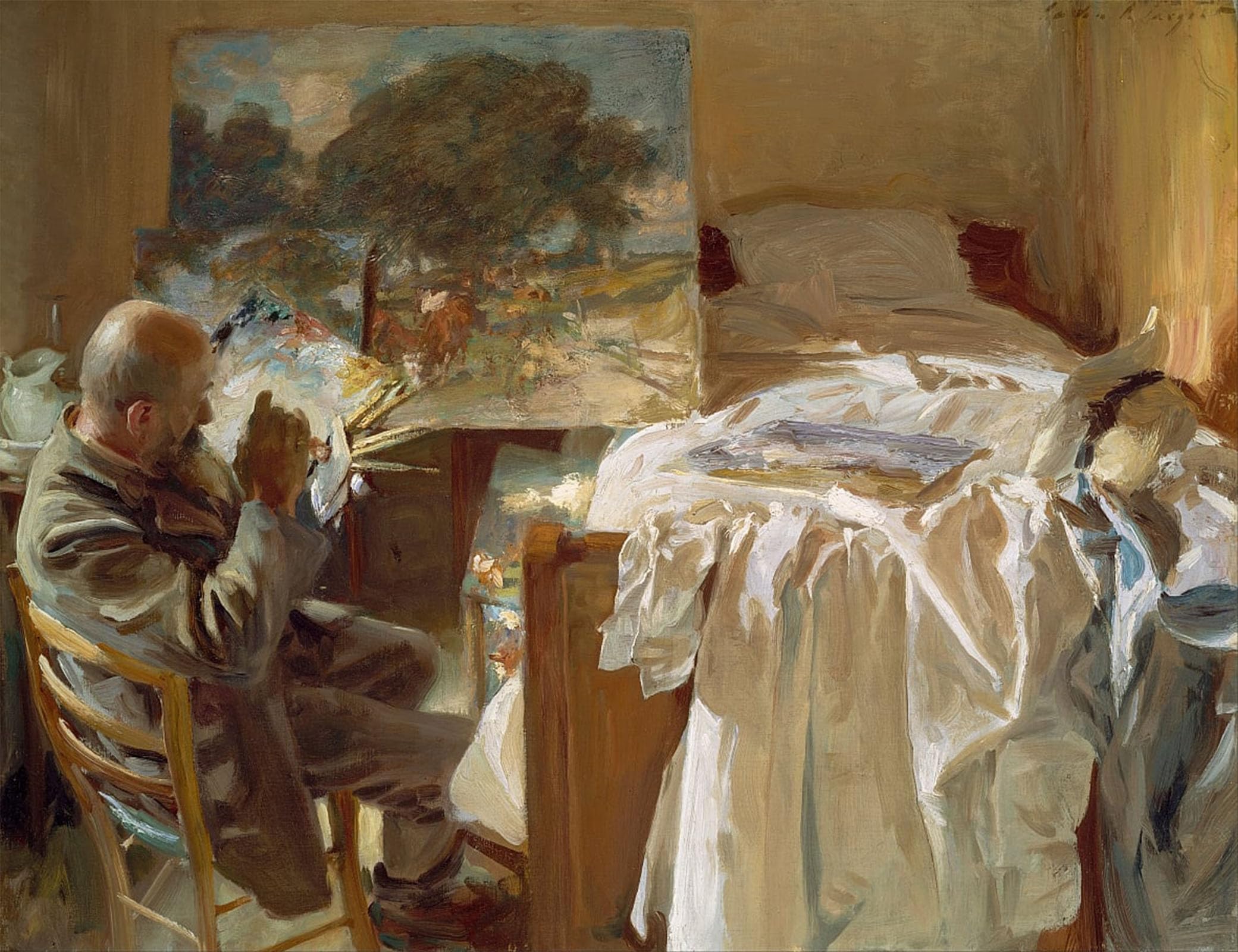 SERENDIPITP Vintage Wall Art Canvas Nordic Poster Canvas Print Picture an Artist in His Studio by John Singer Sargent Wall Art Poster for Home Decor 60x90cm