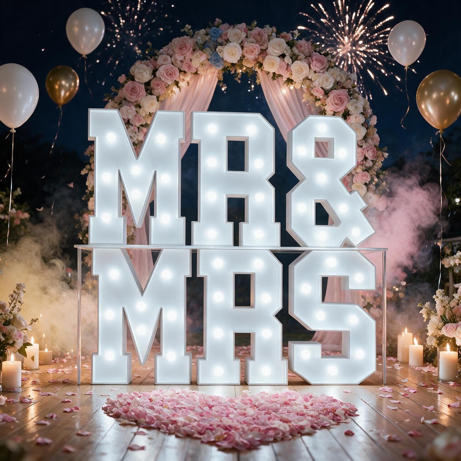 MR & MRS Leuchtbuchstaben Marquee Hochzeit Generalprobe Deko | KT-Schaumplatte Vorgecutt, Leichter Aufbau, Kabellos, Leicht, for Verlobungsparty(Cool white,70cm)