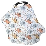 Breathable Car Seat Cover for Babies - Multi-Purpose Soft Rayon Nursing Cover for Breastfeeding, High Stretchy Infant Carseat Canopy, Stroller Cover (Smooth Rayon, Cute Elephant)