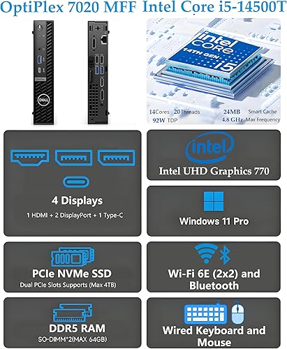 Miniatura 3 de Dell Inspiron 24 5000 Series - Escritorio de negocios todo en uno, pantalla táctil FHD de 23.8 pulgadas, Intel Core i7-1165G7, Windows 11 Pro, 32 GB