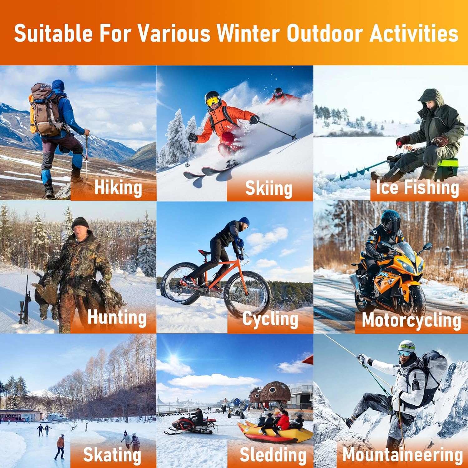 Heated Motorcycle Gloves for Men Women, 5V 5000mAh Rechargeable Battery, Upgraded Waterproof Windproof Non-Slip & Touchscreen Compatible, for Motorcycle Riding, Skiing, Hiking, Fishing, Hunting - Image 9