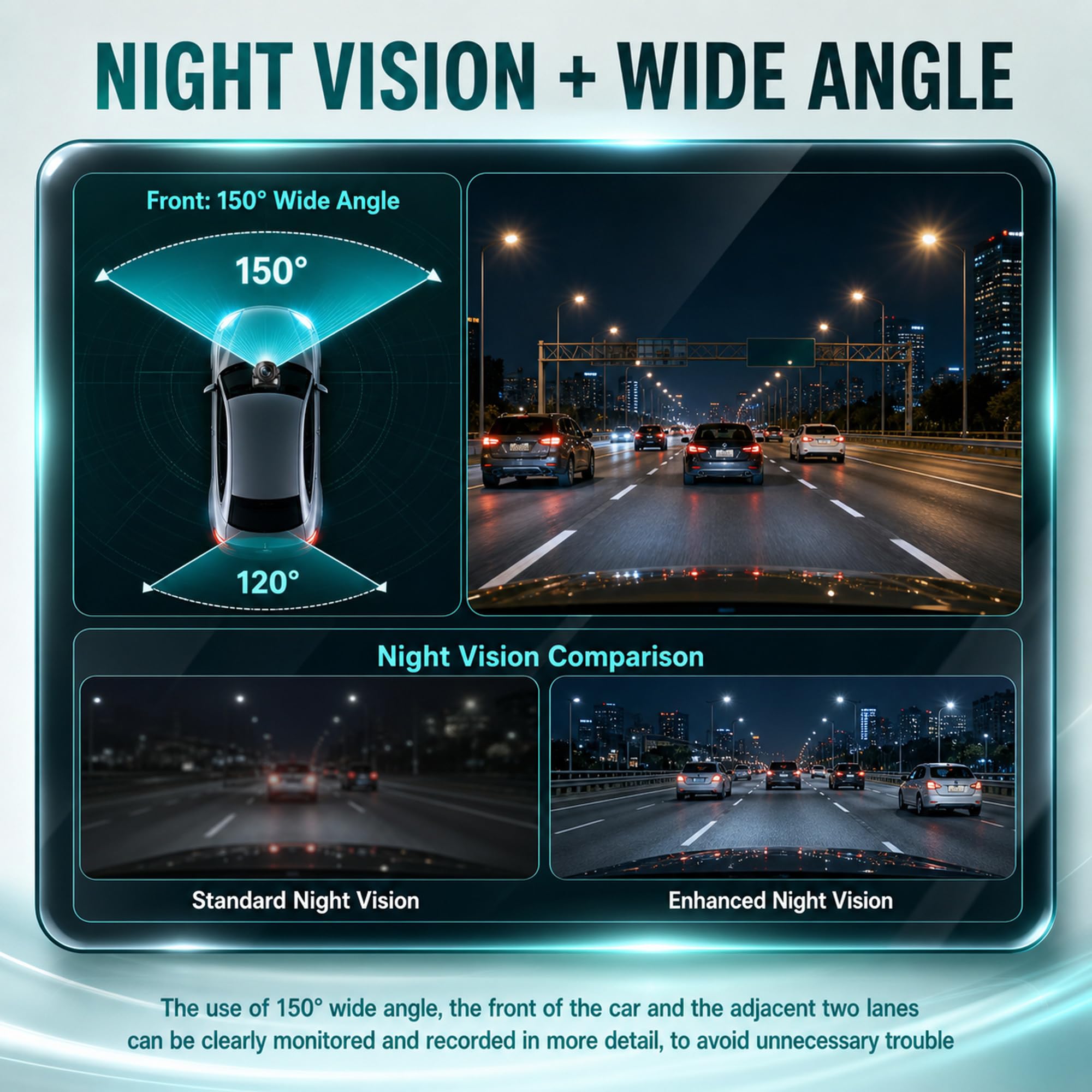 Hodozzy Dash CAM 4K Delantera Trasera, Mini Cámara Coche WiFi 2160P Oculta | App Control, Gran Angular, Visión Nocturna, Grabación en Bucle G-Sensor DVR Dashcam para Todos los Coches Tarjeta