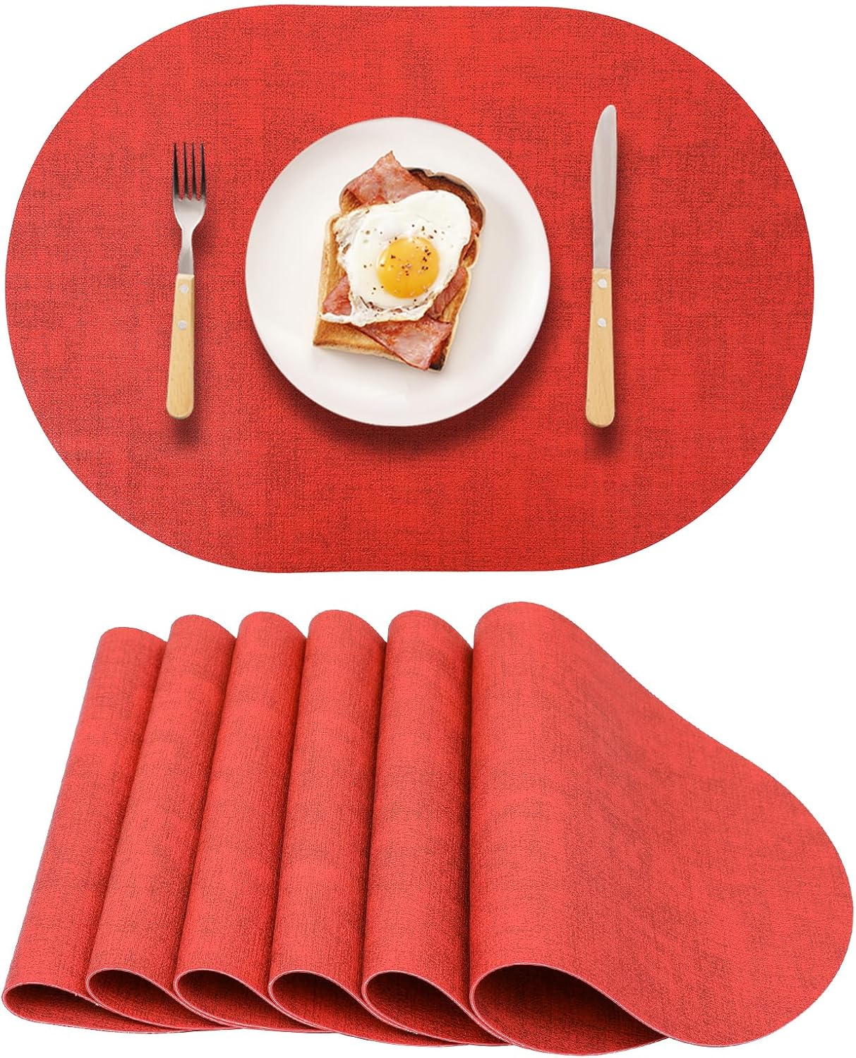Faux Leather Placemats Set of 6 Reversible,Geometric Pattern PU Placemat for Dining Table,Waterproof Heat Resistant Wipeable Anti Slip Washable Table Mats,Modern Table Protectors