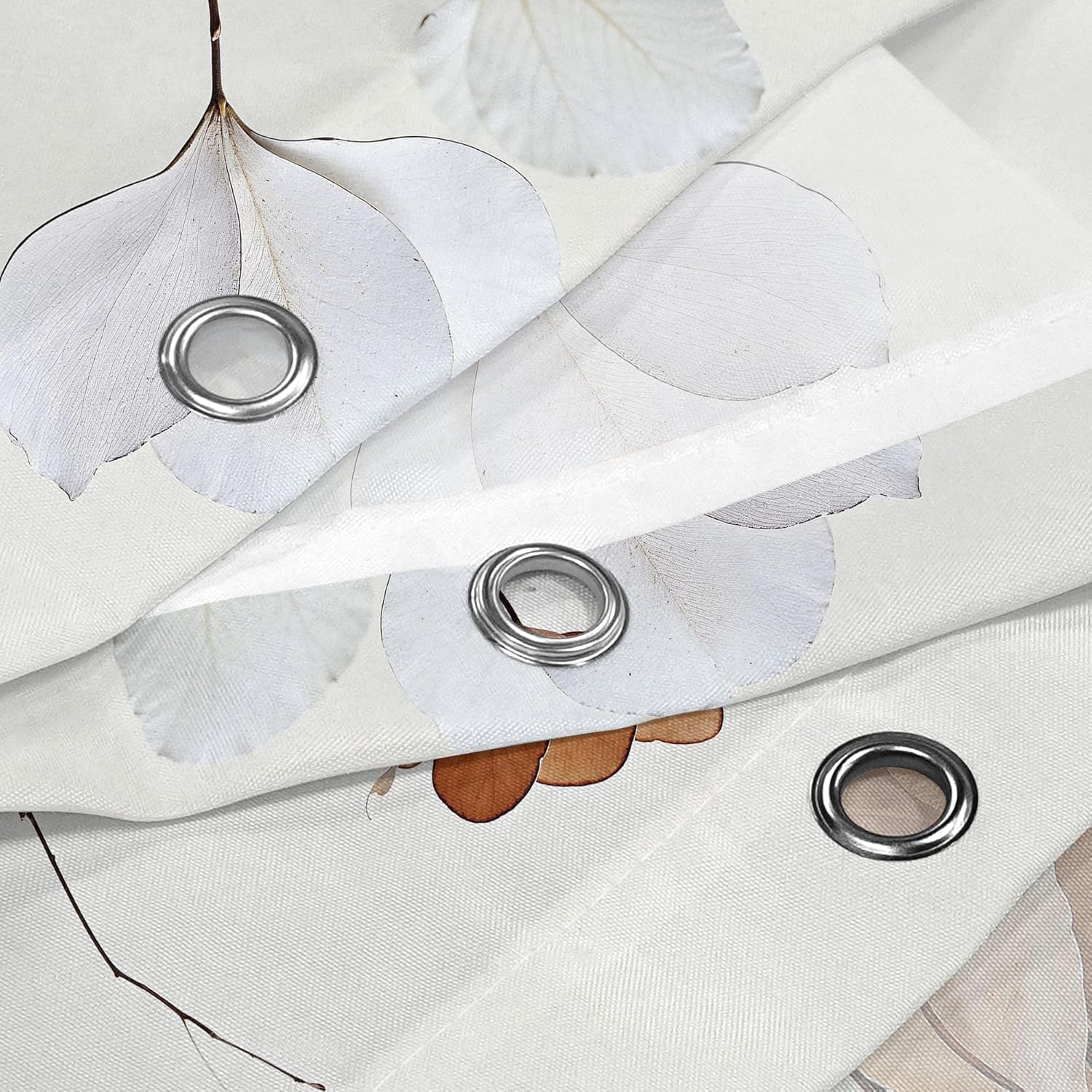 Rexful Floral Shower Curtain Sets Beige White Autumn Flower Shower Curtains for Bathroom Rusty Orange Modernism Artistic Decor Waterproof Fabric 72 x 72 inch with 12 Hooks (Orange)