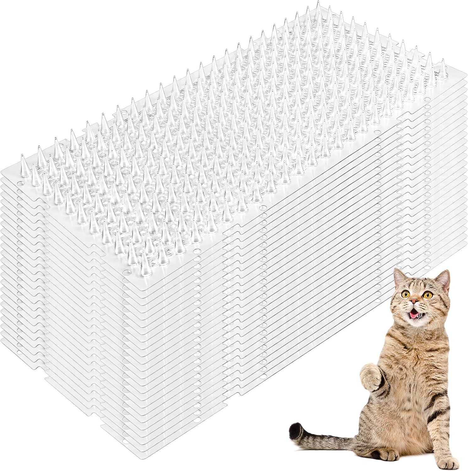 Drydiet 24 Pcs Cat Scat Spike Mats Cats Dogs Repellent Outdoor Mat Spiked Deterrent