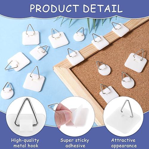 Miniatura 3 de simarro 15 piezas de gancho adhesivo para cuadros, ganchos para colgar cuadros sin clavos, ganchos para cuadros de tablero de espuma, ganchos para