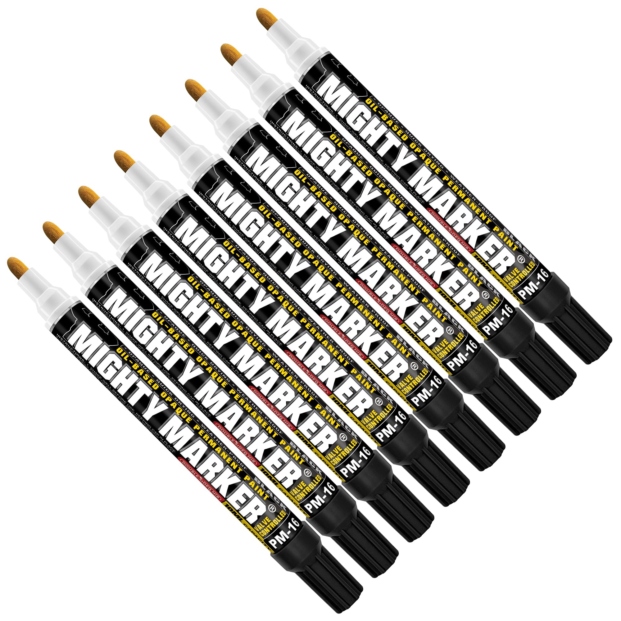 Mighty Marker PM-16 Paint Markers, Quick-Drying Paint Pens for Metal, Industrial Use, Permanent Marks, High-Opacity, Weather-Resistant, 2.3mm Bullet