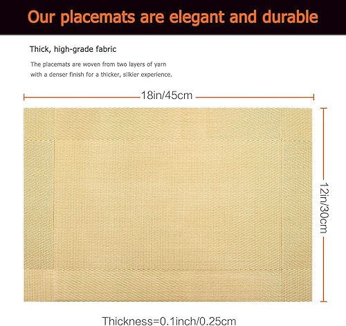 Miniatura 3 de Juego de 6 manteles individuales de plástico dorados lavables y lavables para cocina, interiores y exteriores, resistentes al calor,