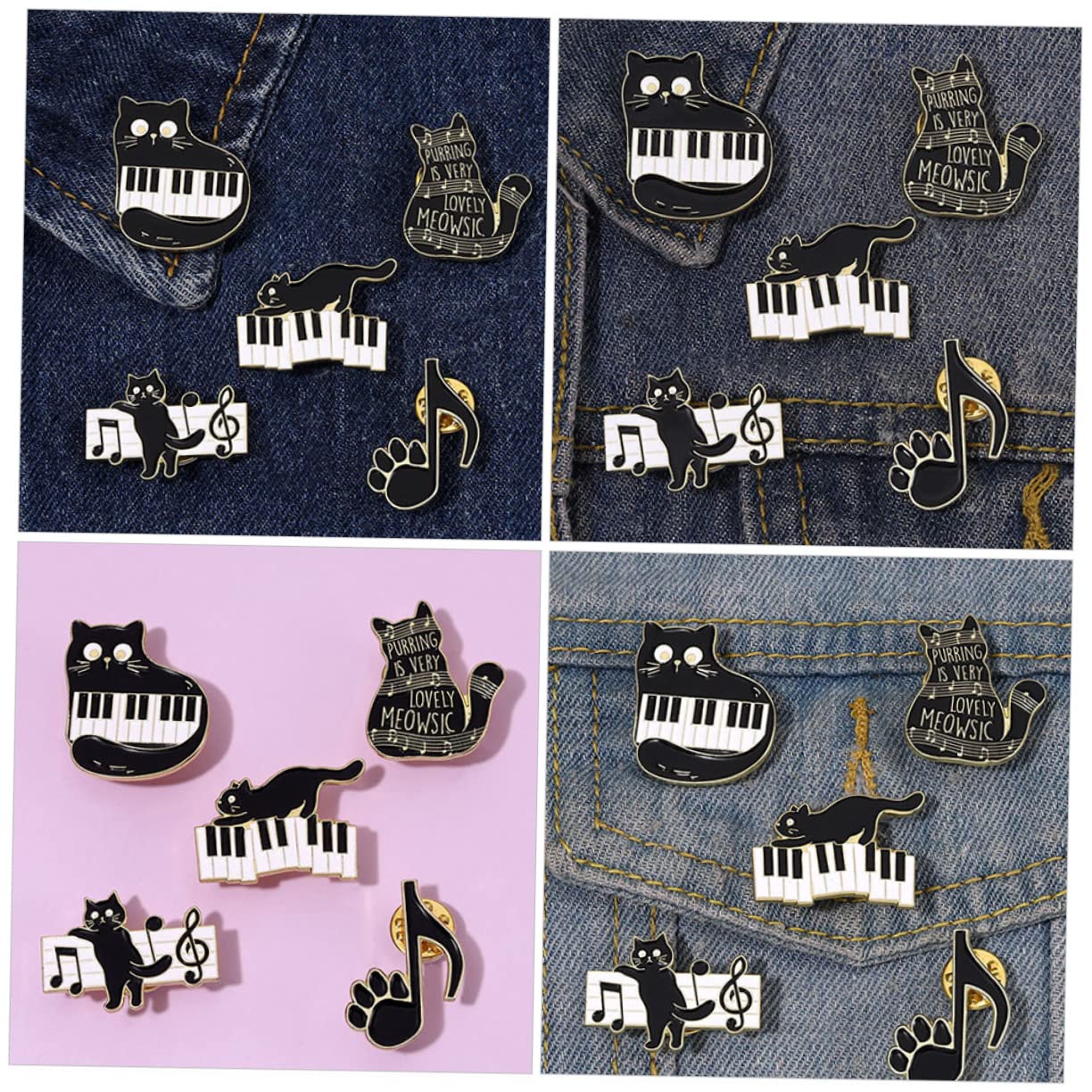 SHERCHPRY 20pezzi Spilla Smaltata Tema Musicale Con Gatto Accessorio Creativo Per Abbigliamento e Zaini Per Festività e Occasioni Speciali