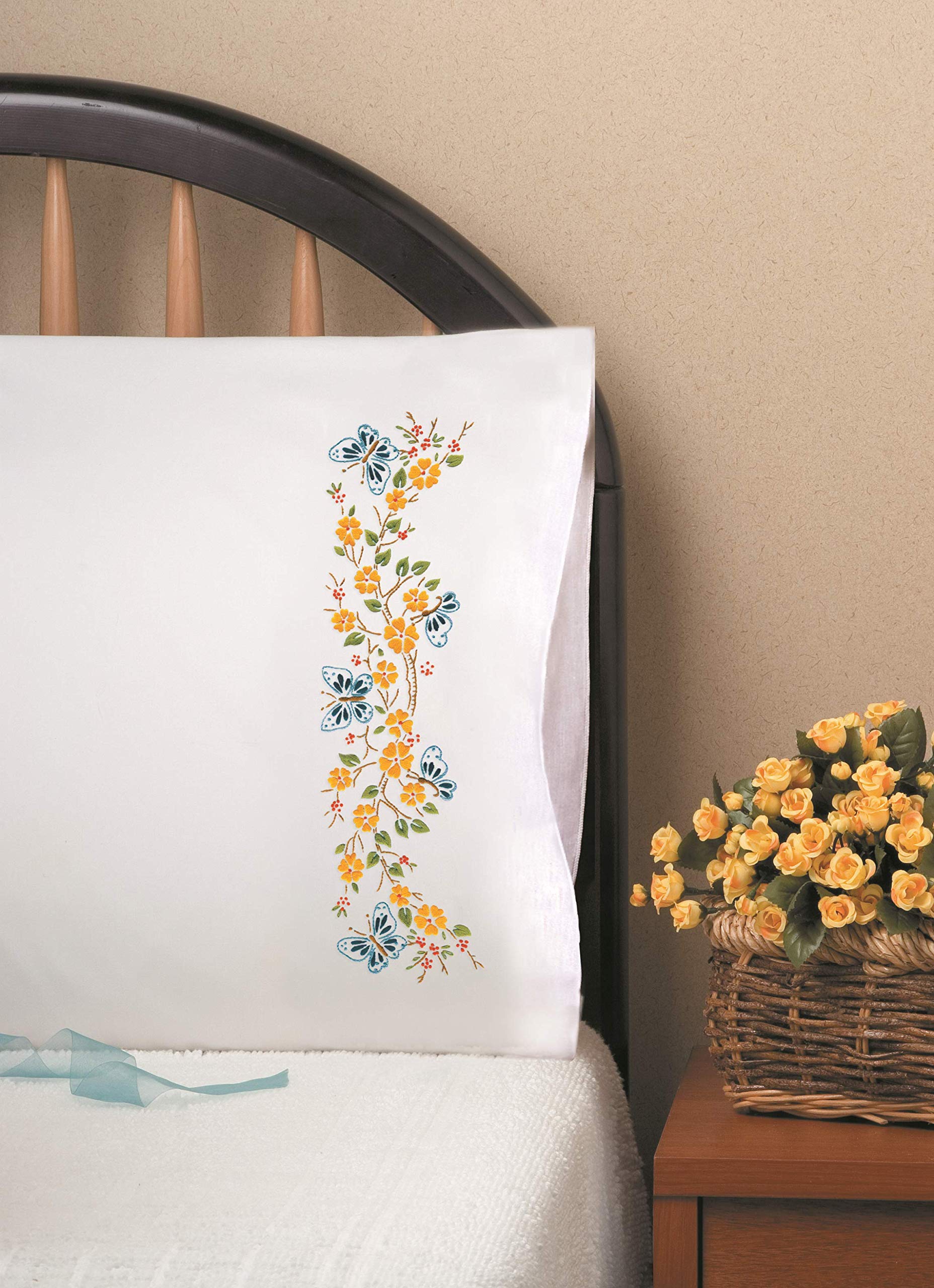 Tobin Stamped For Embroidery Pillowcase Pair 50cm x 80cm