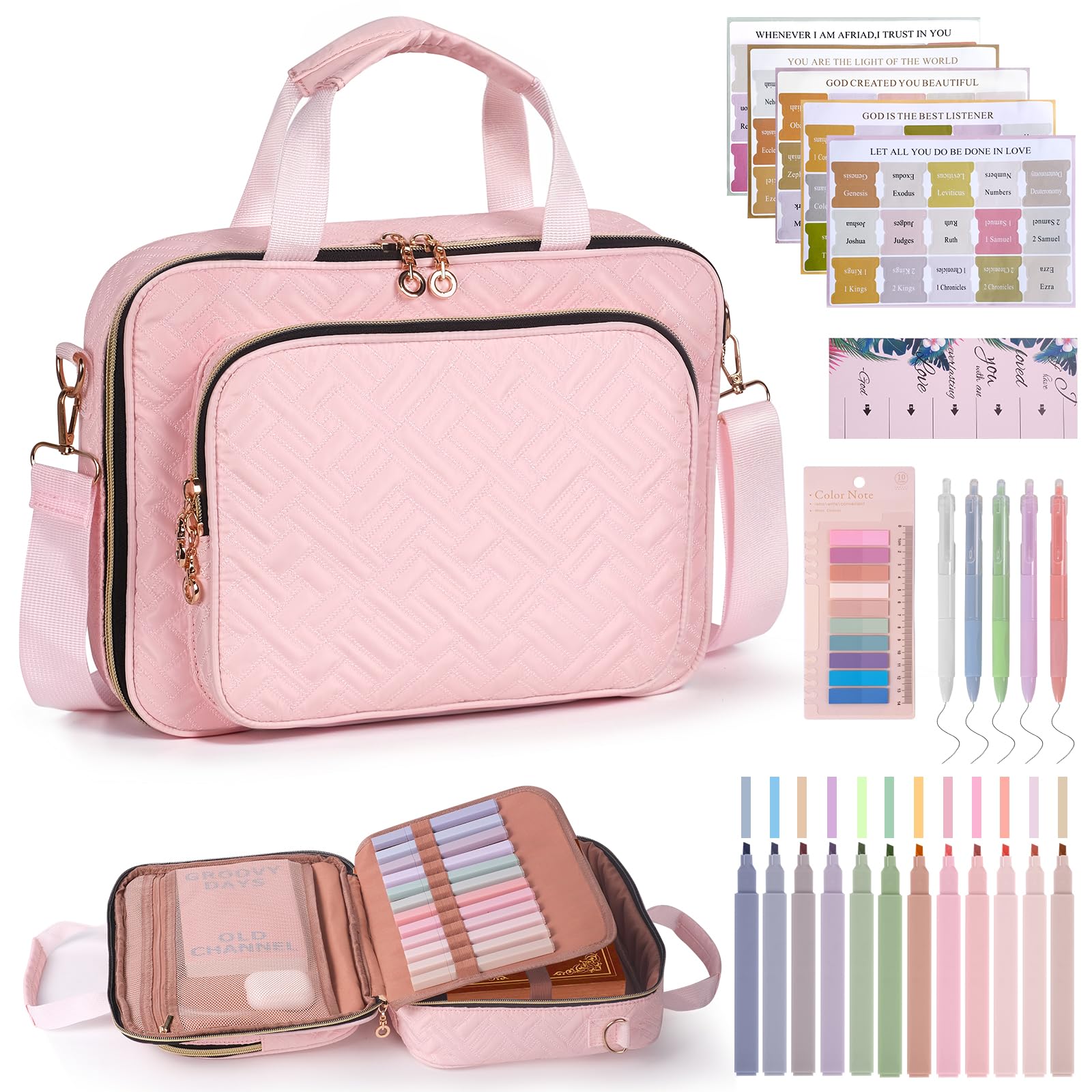 Bible Cover Case for Women Bible Bag w/Handles Bible Study Supplies