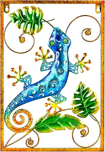 Gecko outdoor garde Metal Wall Decor 18 Inch Large Wall Art,Tropical Adorn