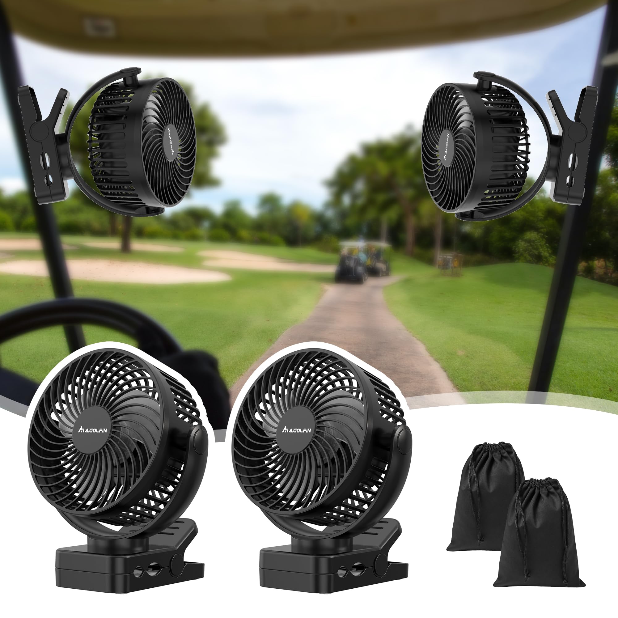 MAGOLFIN 2-Pack Magnetic Clip on Fan