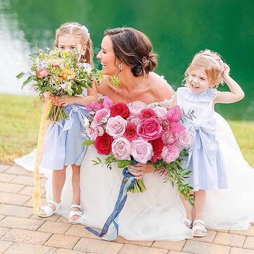 Vista 211 de White Rose Artificial Flowers Fake Flower Bulk with Stems for DIY Wedding Bouquet Bridal Baby Shower Centerpiece Table Decorations Silk Faux Floral