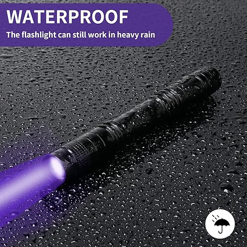 Miniatura 4 de COSOOS 2 linternas de luz negra UV, paquete de 2 luces de lápiz mini de 395 nm con clip, linterna ultravioleta impermeable para fugas, orina de