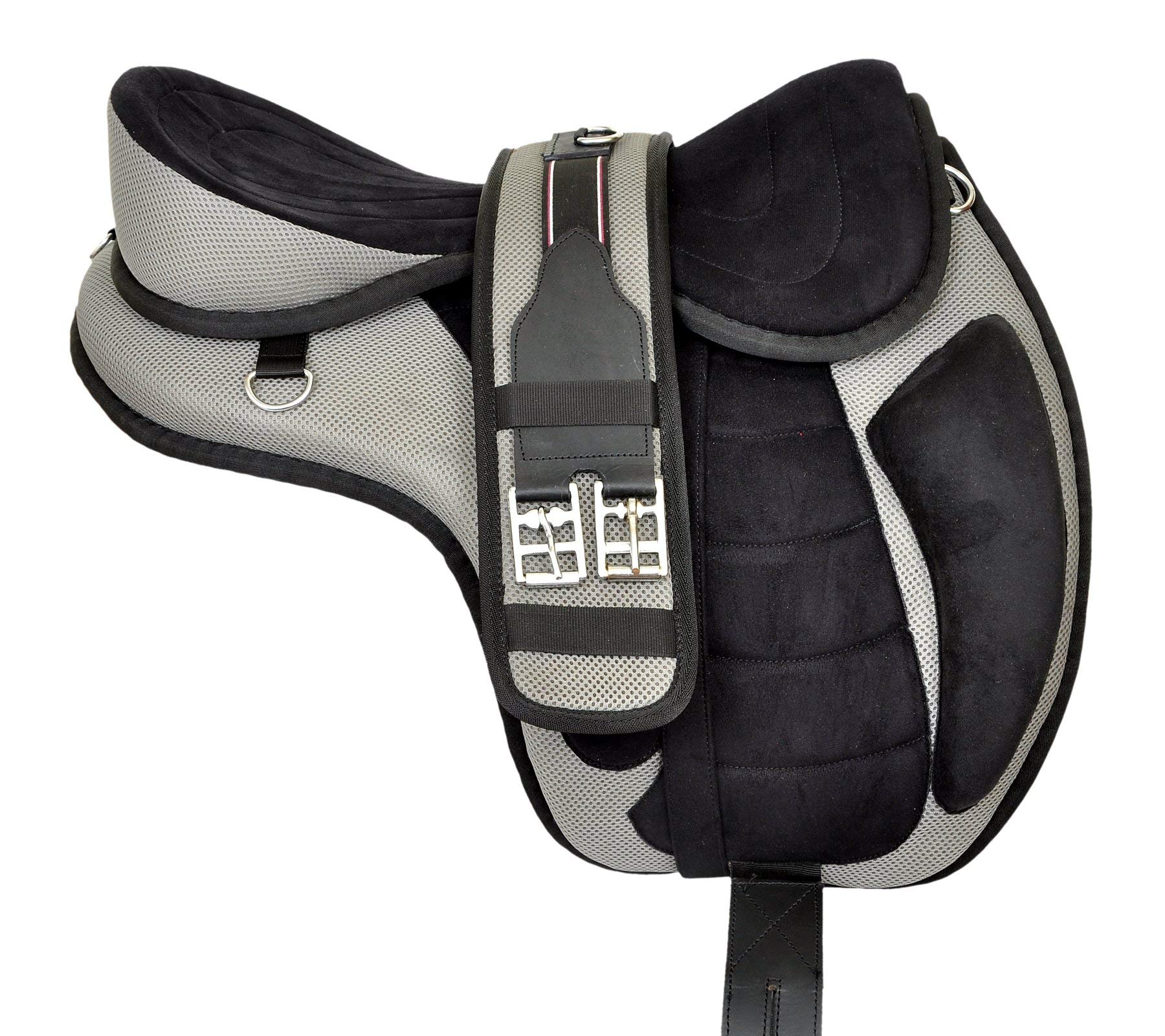 EU Equestrian Universe Pferdesattel, synthetisch, baumlos, Freemax, Westernsattel, mit passendem Gurt und Aluminium-Steigbügel
