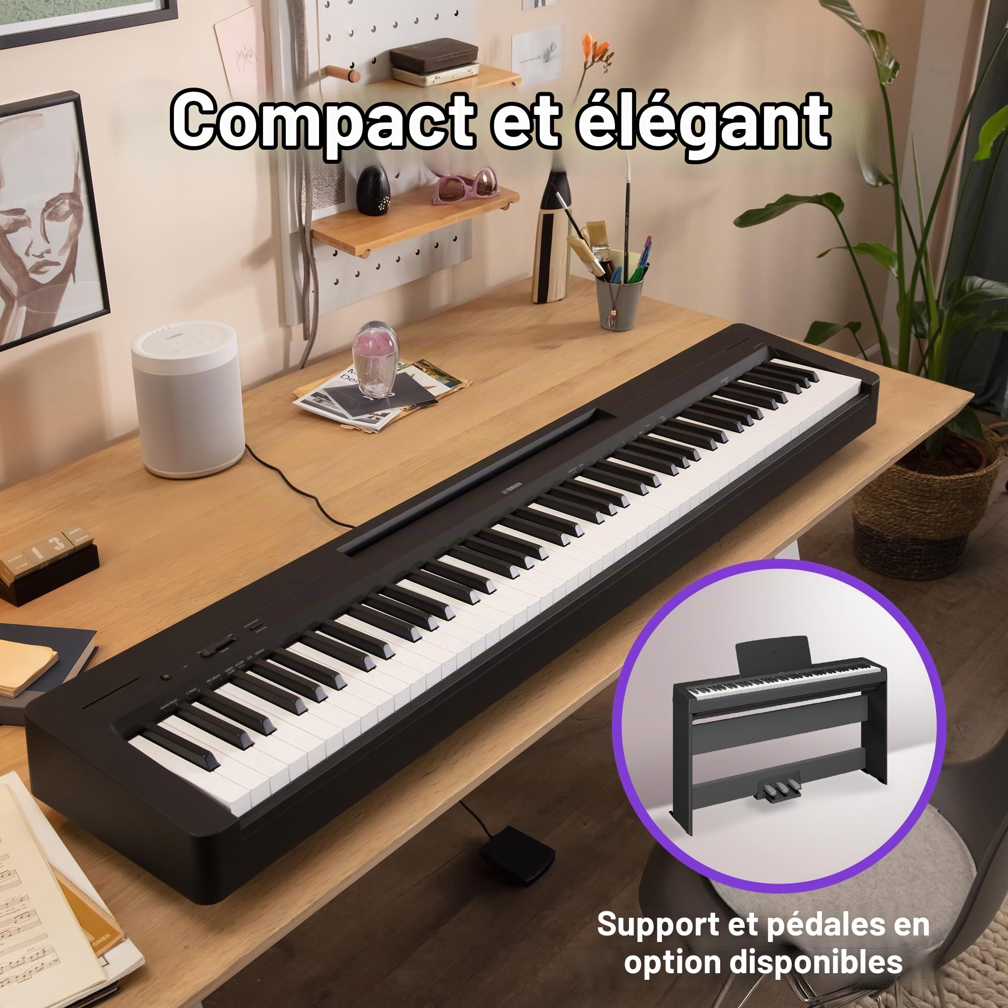 Yamaha P-145 Piano numérique léger et portable avec clavier Graded-Hammer & M-Audio SP-2 - Pédale de sustain universelle avec action de type piano, l'accessoire