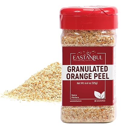 Eastanbul Granulated Orange Peel, 4.41oz, Dried Orange Peel for Baking,