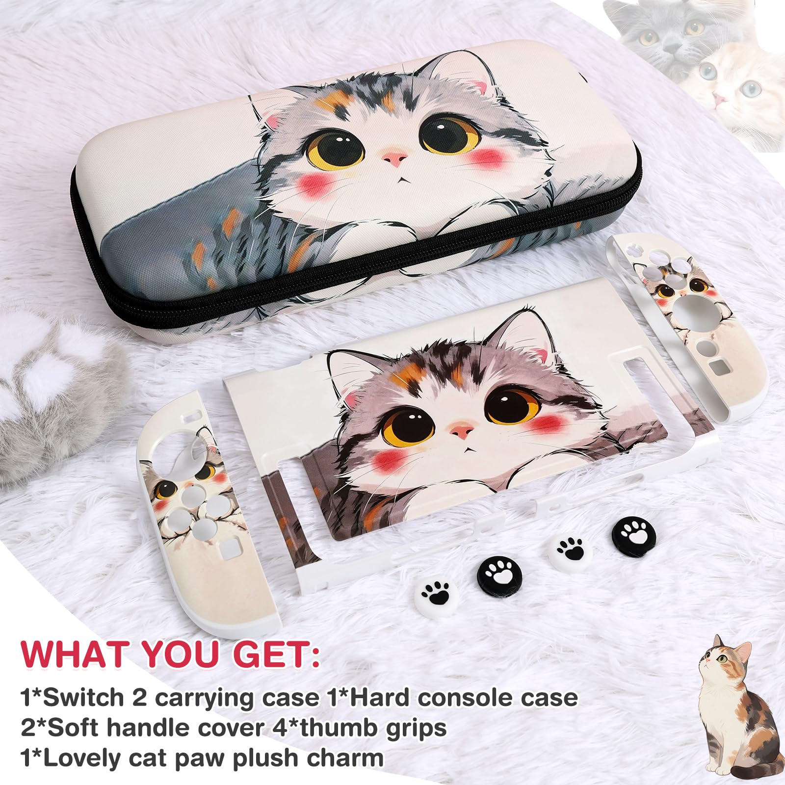 DLseego Étui de Transport pour Switch 2,Portable Chat Sac de Transport,Blanc