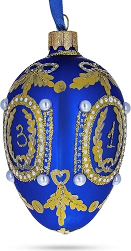 Miniatura 7 de 1893 Cáucaso en cristal de huevo real azul adorno 4 pulgadas