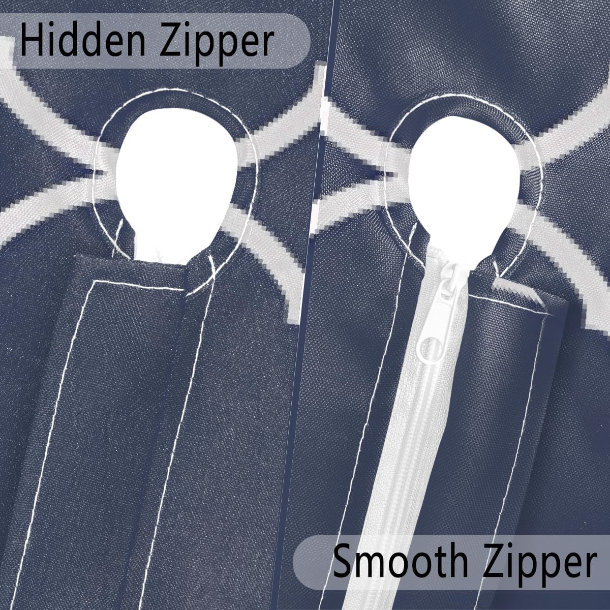 Blue White Moroccan Pattern Outdoor Tablecloth with Umbrella Hole, Round Elastic Fitted Table Cloth with Zipper, Waterproof Picnic Patio Table Covers Fits 45-56 in Tables