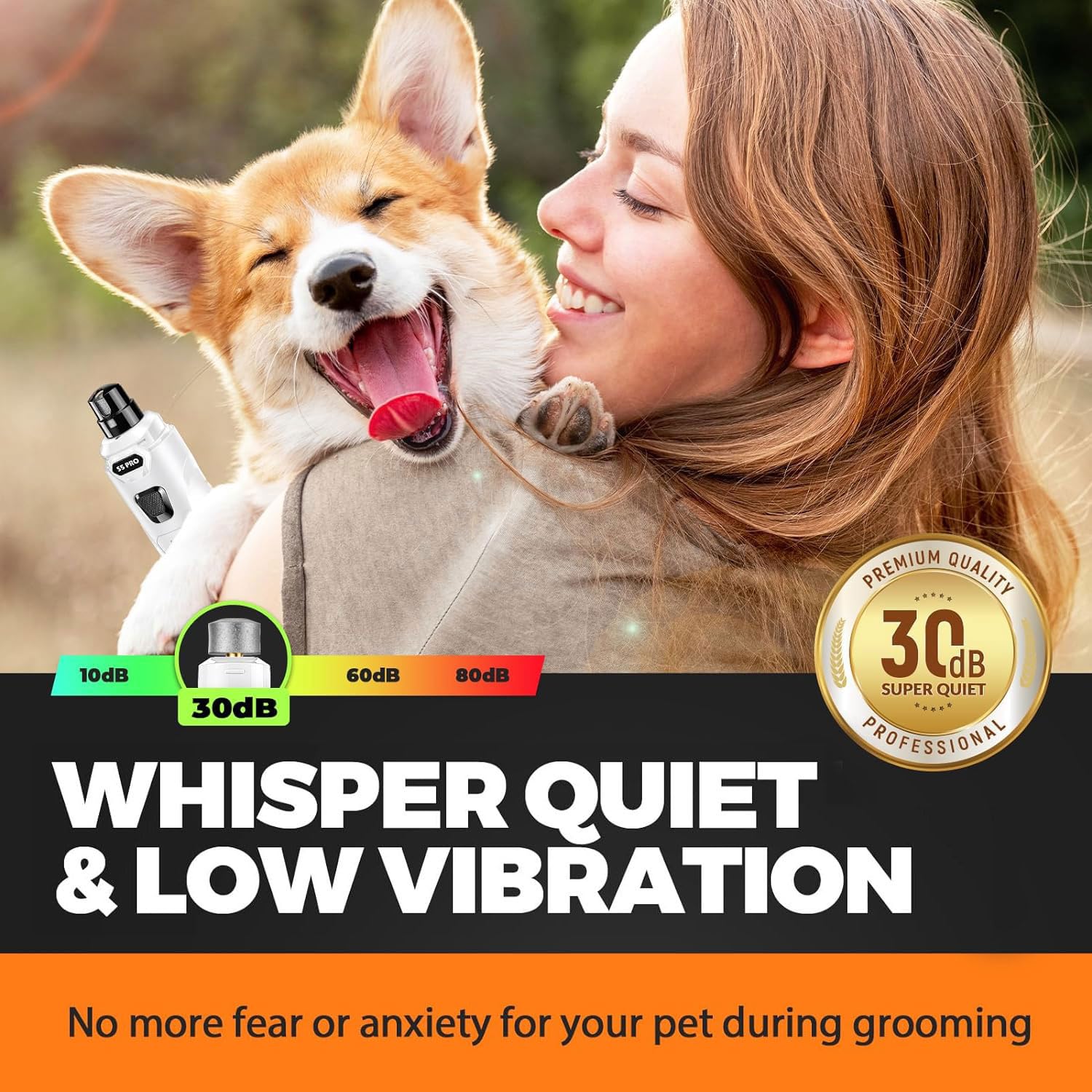 Whisper Quiet Dog Nail Grinder Safe & Stress-Free for Sensitive Dogs Cats view 2