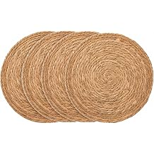 4 PCS Round Woven Placemats, 20cm Natural Handwoven Wicker Placemats
