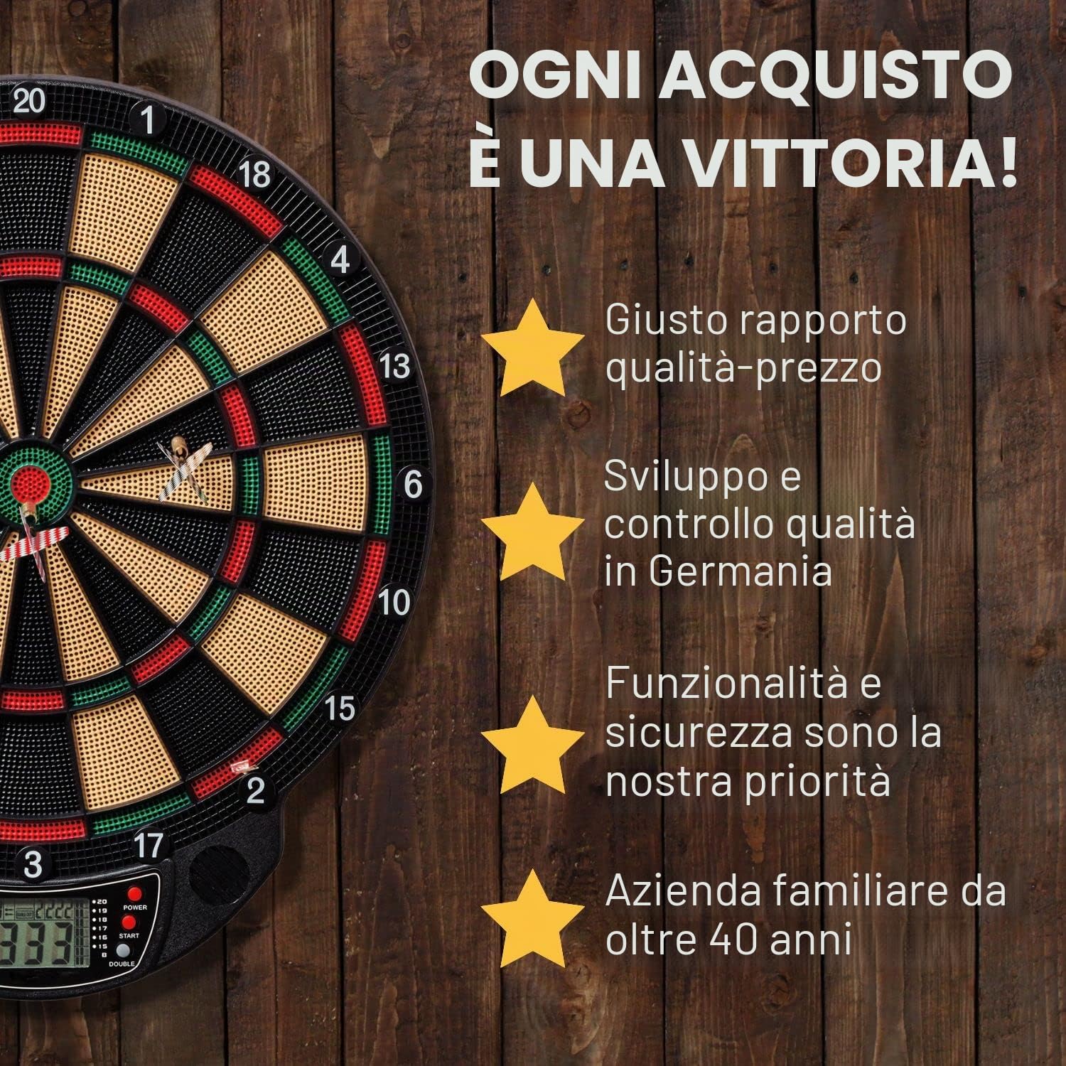 Best Sporting - Bersaglio elettronico per freccette Bristol, con 6 freccette, funzionamento a batteria