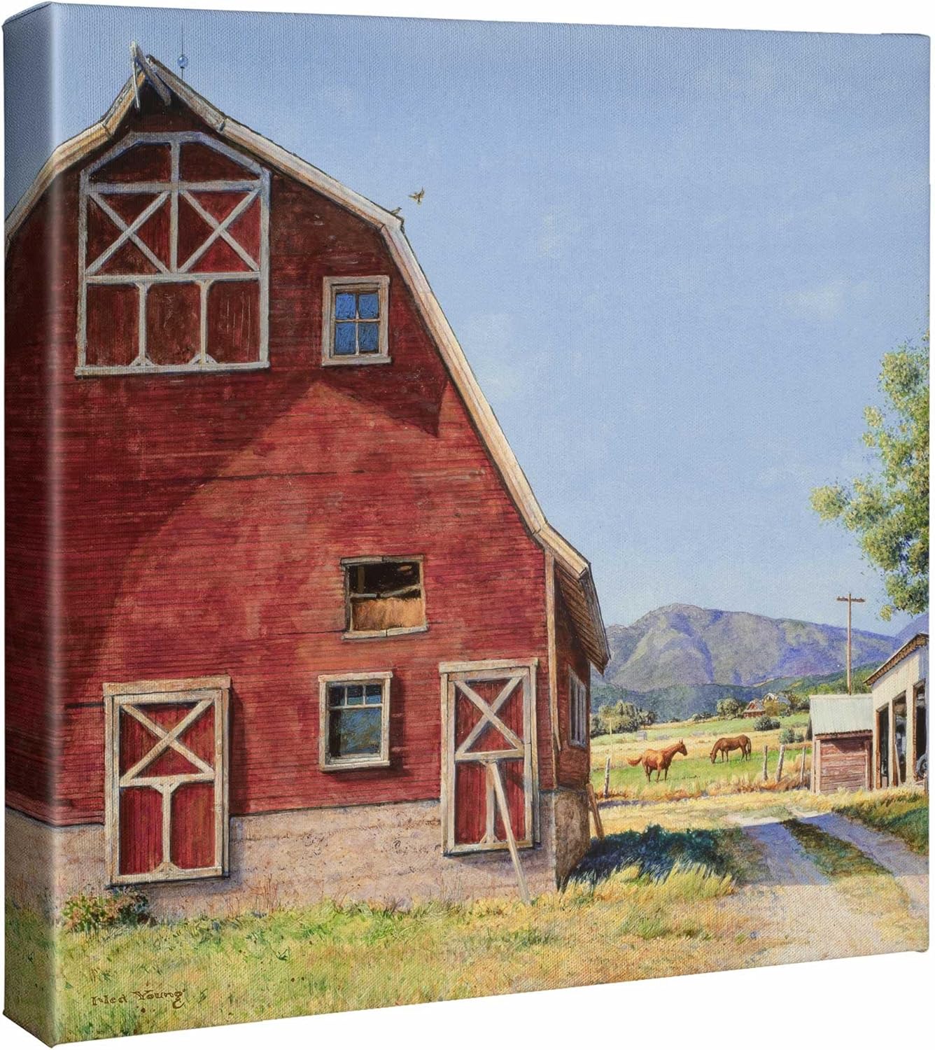 Wild Wings Road To The Pasture 14" x 14" Gallery Wrapped