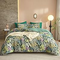 Vista 17 de EAVD Juego de ropa de cama de 3 piezas con funda de edredón floral azul, tamaño Full, algodón suave blanco y azul, juego de ropa de cama coqueto