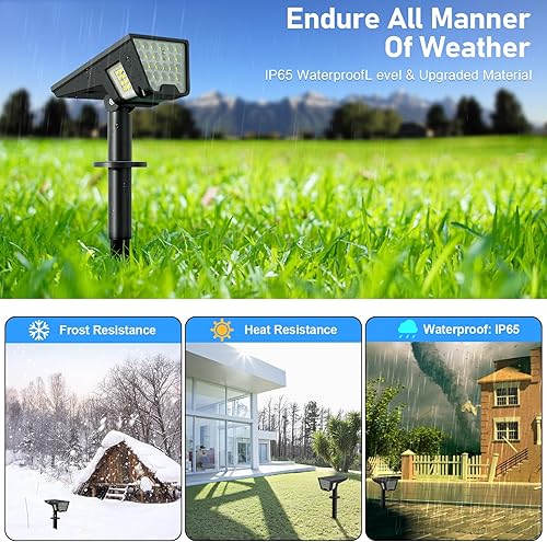 Miniatura 6 de Focos solares para exteriores IP65 impermeables, 53 LED con energía solar, luces de jardín para exteriores, 3 modos, foco de paisaje, luz de pared