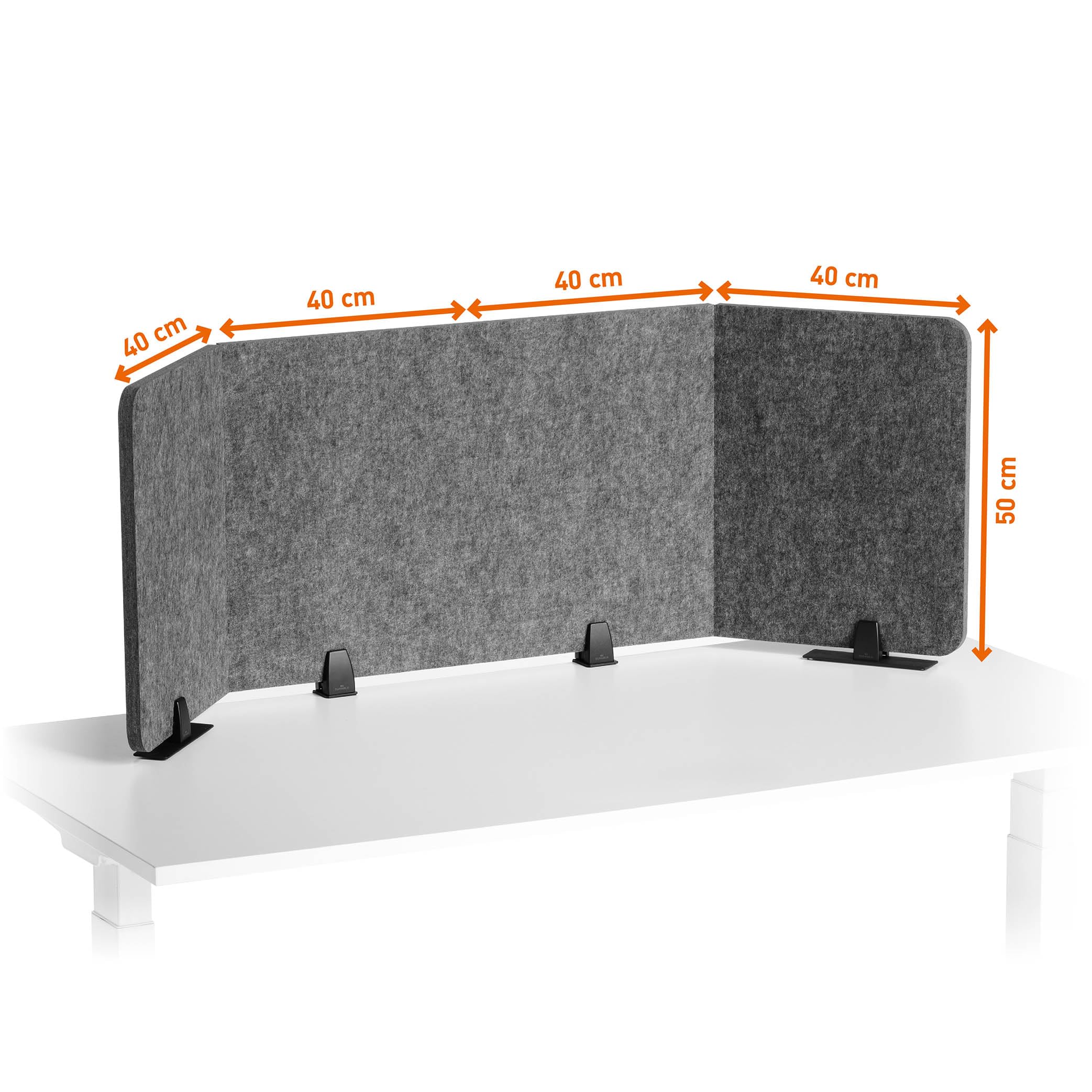 Durable Divisorio tavolo Effect 160 divisore tavolo per protezione acustica/frangivista, piedini + morsetti, 60% riciclato, feltro PET pieghevole, antracite, 313558