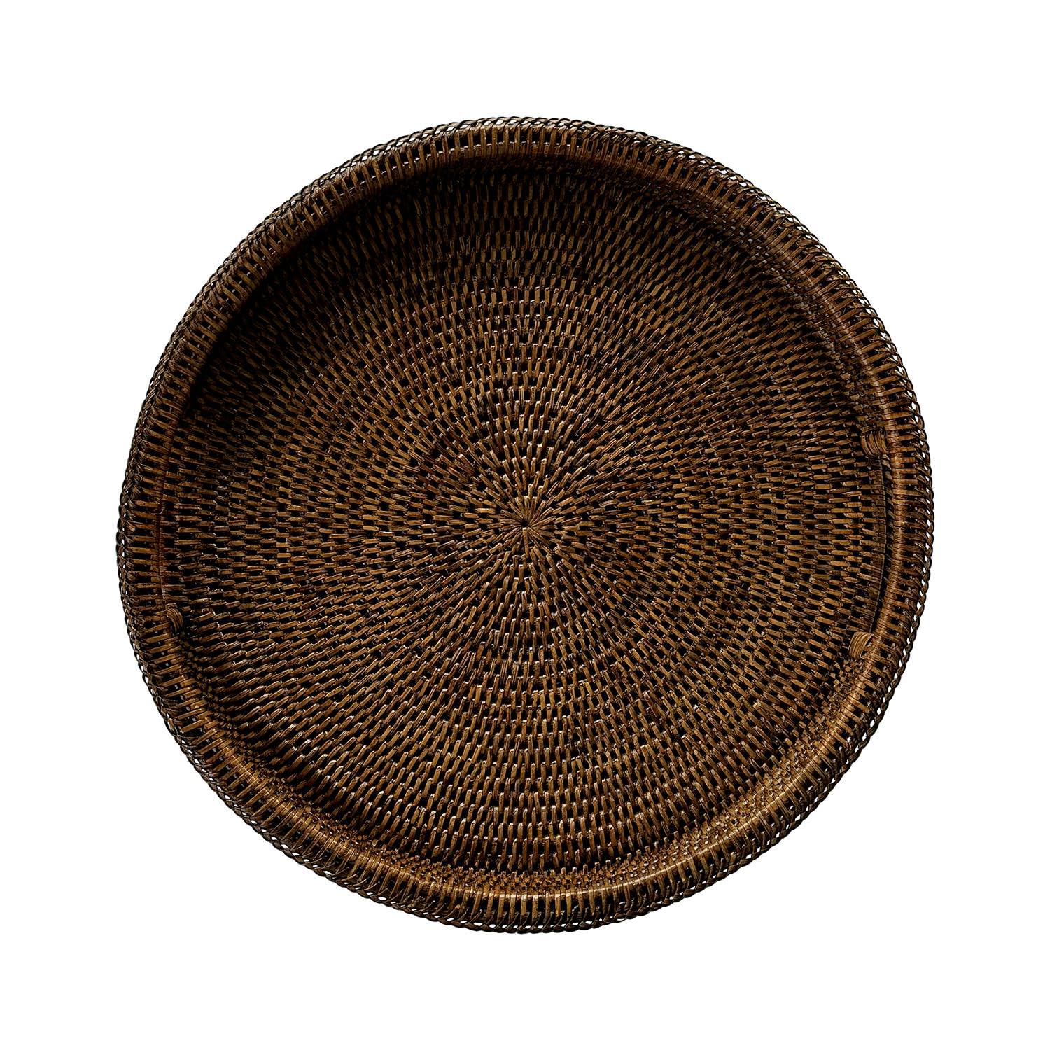 LA PORCELLANA Bianca - Plateau Rond Botanio Marron diamètre 40 cm, rotin