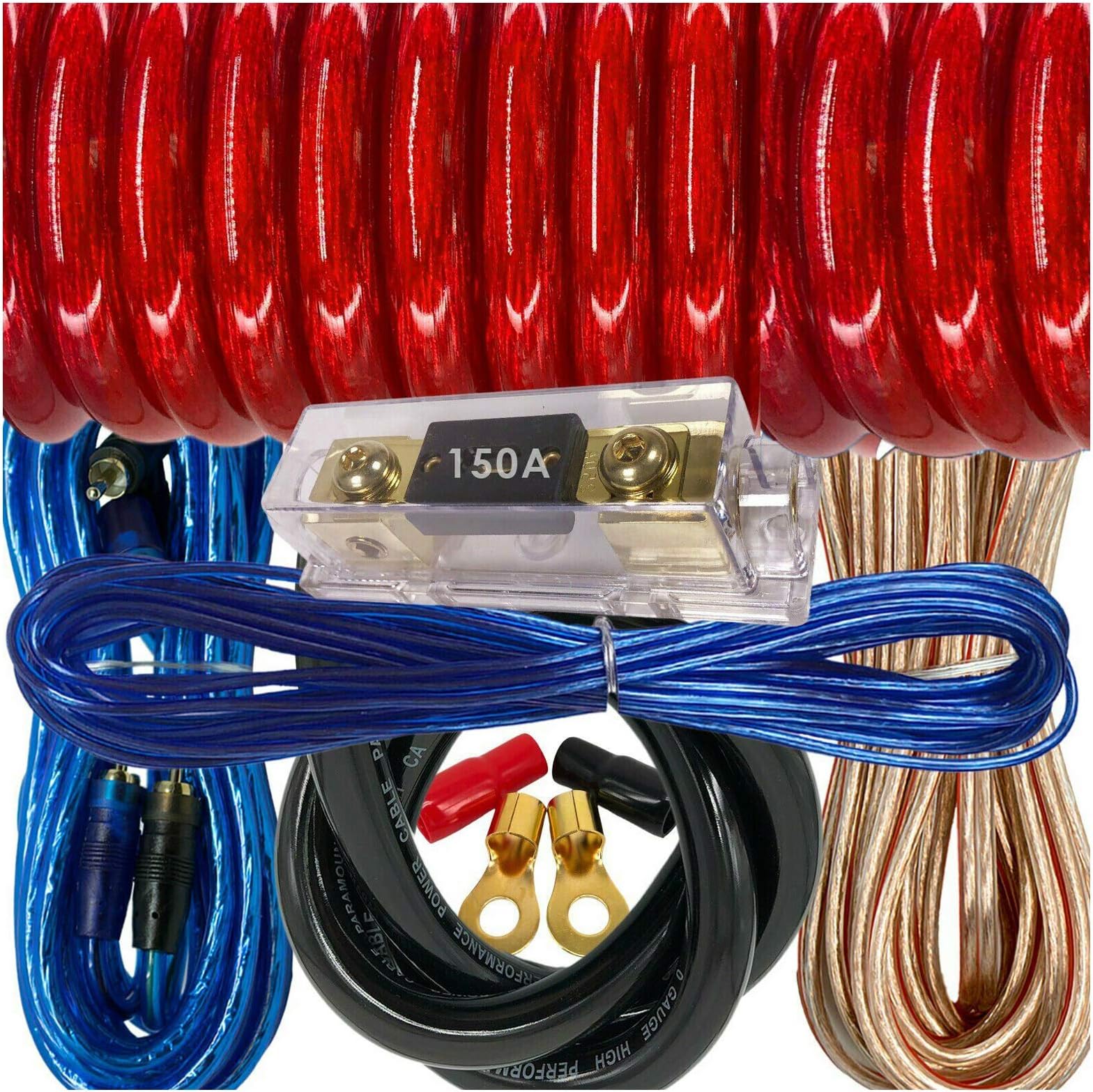 Audiobank 4 Gauge 2300W Car Amplifier Installation Wiring Kit, Red