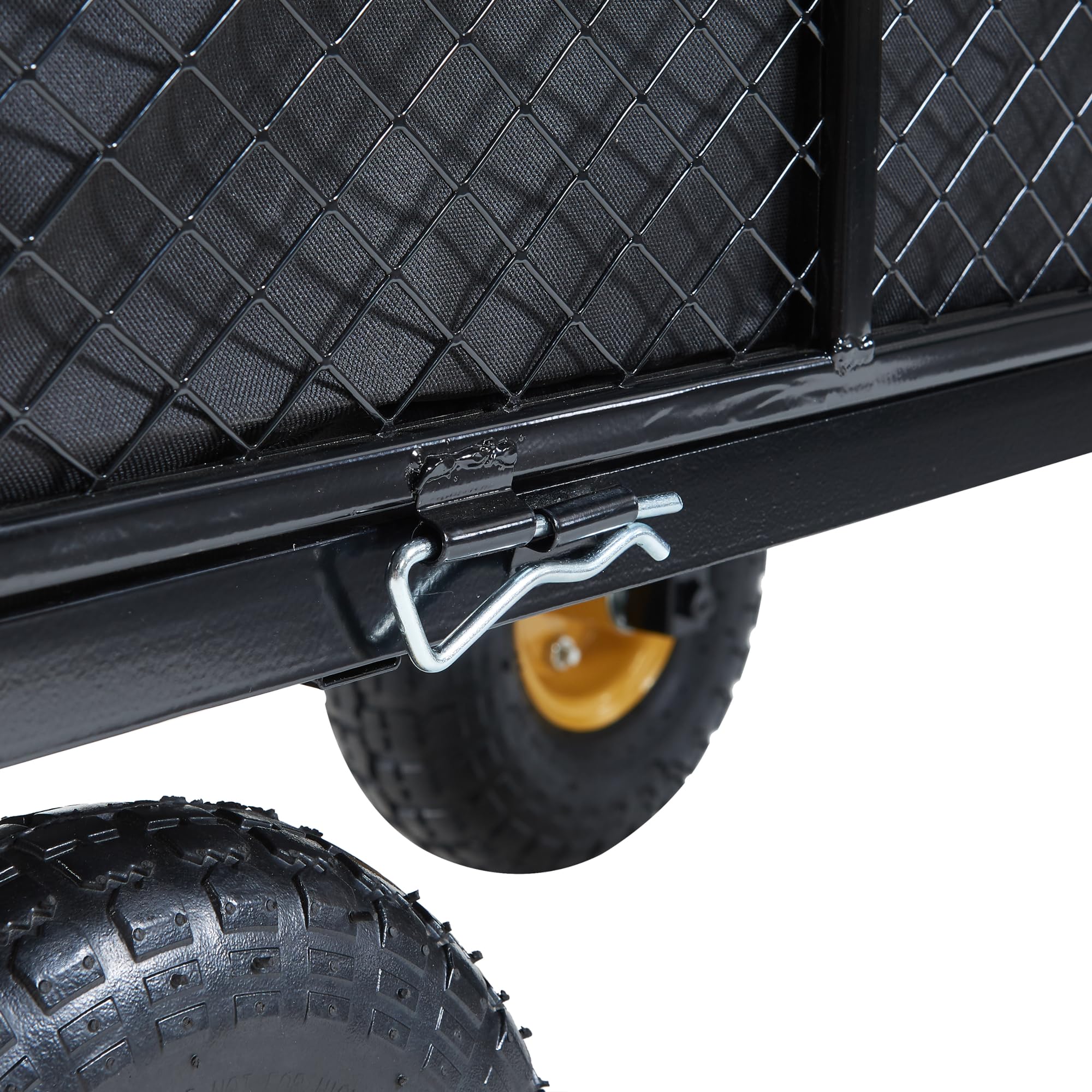 pro.tec Bollerwagen Corropoli Handwagen Gartenwagen max. 550 kg Strandwagen herausnehmbare Plane 112 x 51 cm Transportwagen mit ergonomischem Tragegriff Schwarz/Gelb