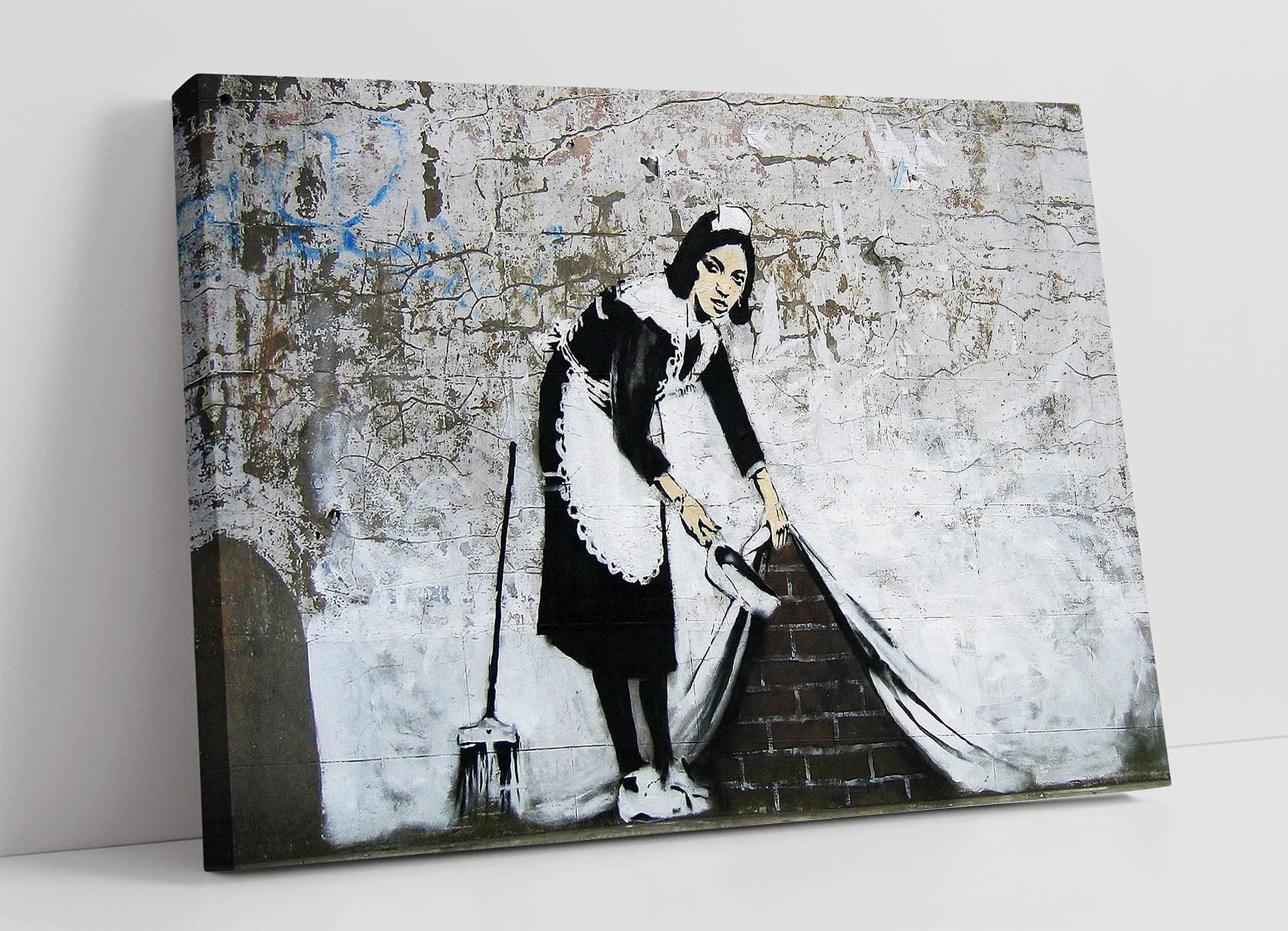 Canvasartshop - Banksy Sweeping Maid- Canvas Wall Art Picture Print (36X24)