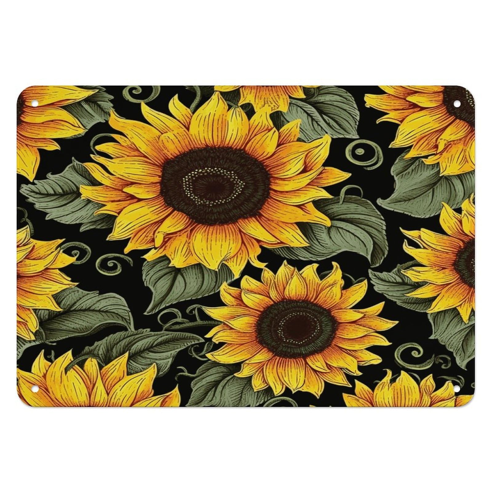 Fodpand Style Floral Sunflower Retro Vintage Metal Tin Sign,Wall Art Decor Garden Plaque Poster For Bedrooms Yard Bars Pubs Patios Porches 7.9X5.5 Inch