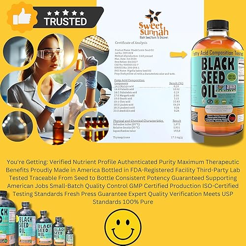 Miniatura 8 de Sweet Sunnah - Aceite de semilla negra de alta calidad, prensado en frío, tamaño de viaje, sin gluten, sin OMG, 4 onzas líquidas