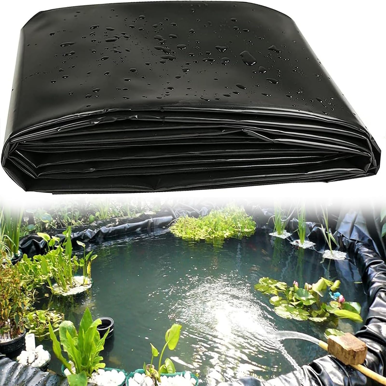 Rivestimento per laghetto resistente, 6 x 12 m, membrana impermeabile durevole per giardino esterno, ideale per pesci koi, giochi d'acqua e soluzioni di copertura per laghetto