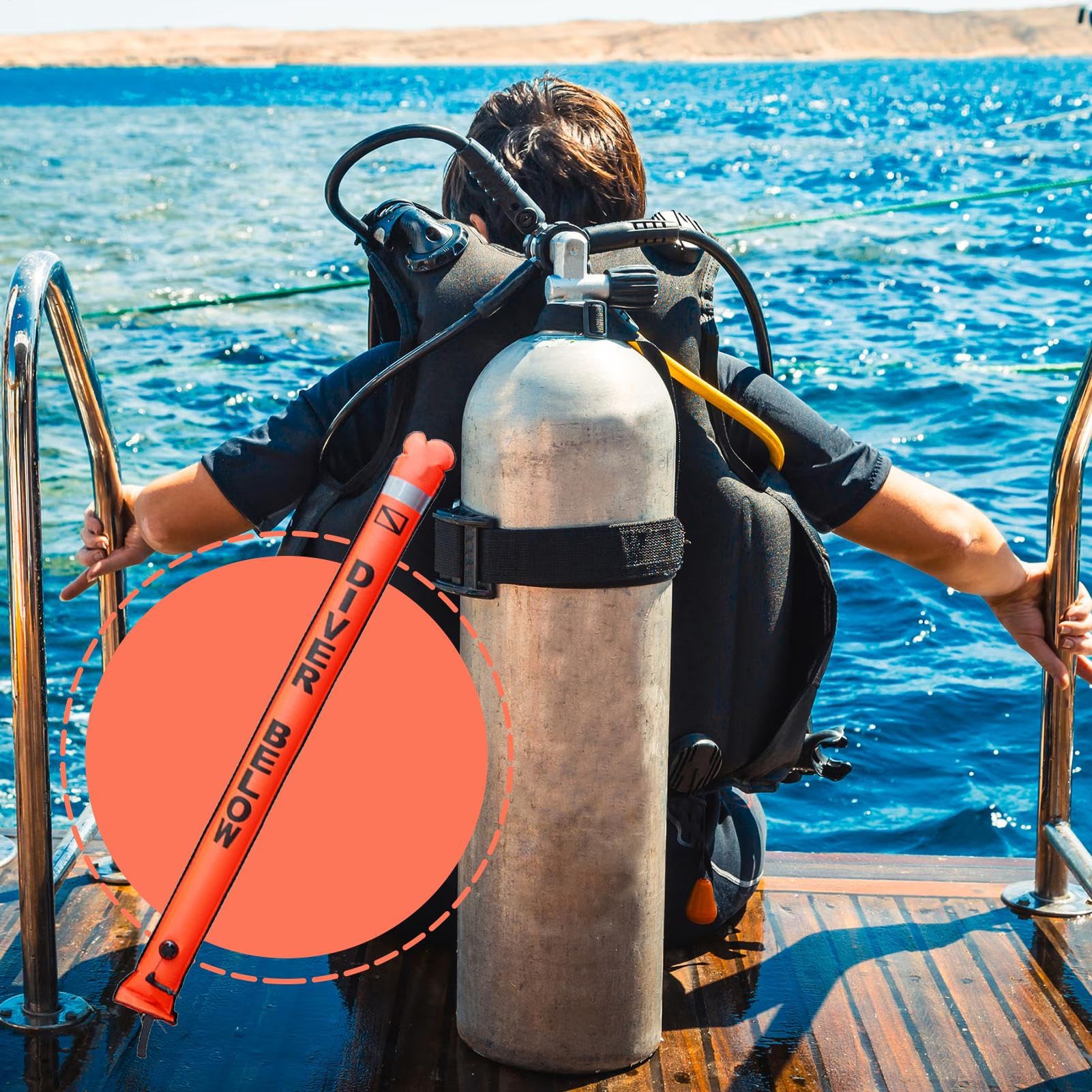 Generico Boa Señalización de Buceo, Boa de señalización de Buceo - con Bandera de Buceo de Alta Visibilidad - Salchicha de Seguridad de Alta Visibilidad para Buceo, Gall